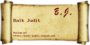 Balk Judit névjegykártya